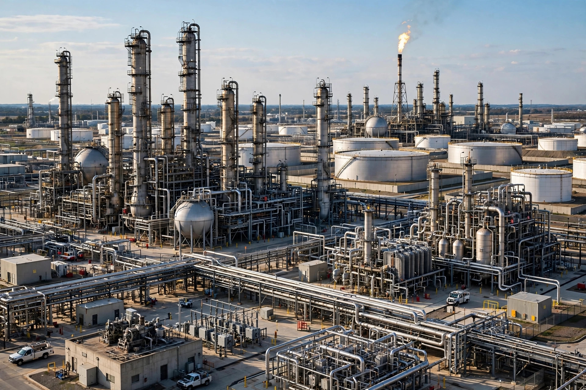Large outdoor oil refinery